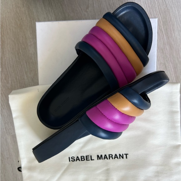 NEW in Box Isabel Murant Waikiki Helleah Striped Leather Slides Sandals Size 6 - Picture 6 of 10